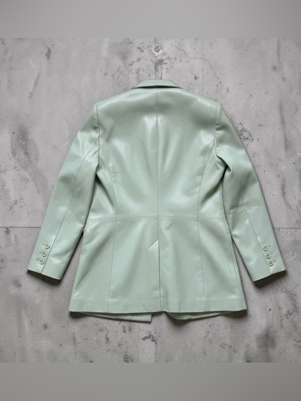 Alice + Olivia Denny Vegan Leather Blazer Pistachio Green * Size M - Picture 4 of 11